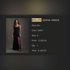 NWOT BHLDN Adena Dress in Deep Navy
